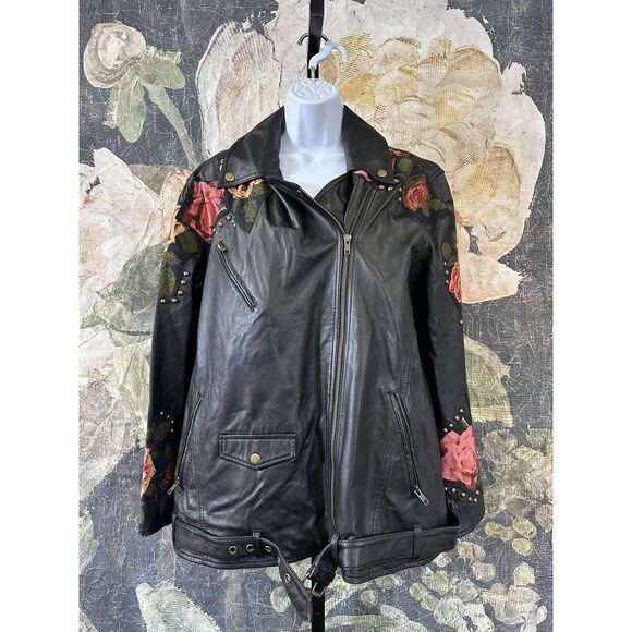 New Free People Rebel Rose Moto Jacket Size Medium - Picture 9 of 13